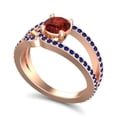 thumbnail image 2 of 2.50 Carat Unique Round Cut Garnet & Blue Sapphire Gemstone Bridal Ring for her 18K Rose Gold Size 6.5 by Diamond-Capitals, 2 of 8