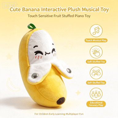 Cute Banana Interactive Plush Musical Toy, Touch Sensitive Fruit Stuffed Piano Toy, Multiplayer Educational Sensory Play Toy