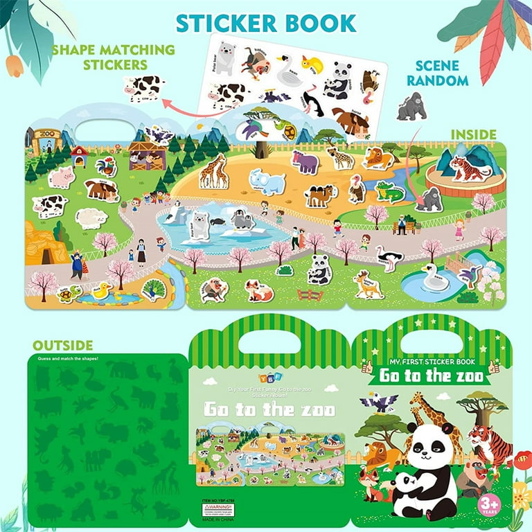 Kids Reusable Sticker Book Multiple Scenarios Cartoon DIY Puzzle  Educational Cognition Learning Toys for Child Age 2-4 Gift