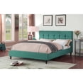 thumbnail image 3 of Queen Blue Modern Upholstered Square Stitched Platform Bed, 3 of 5