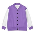 thumbnail image 5 of Otntypg Lightweight Striped Color Block Bomber Jackets for Women Casual Drop Shoulder Long Sleeve Button Down Varsity Cardigan Outwear Coats Trendy Pocket Baseball Sweatshirts Purple#01 L, 5 of 7