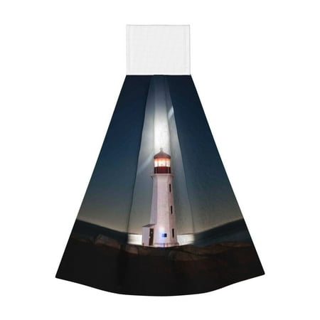 

Horeoi Peggy s Cove Lighthouse Print Coral Fleece Microfiber Hanging Hand Towel Absorbent Hand Towel Quick Dry Thicken Cleaning Cloths Wipes Rags for Kitchen & Bathroom