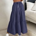 thumbnail image 4 of Loopsun Womens Summer Skirts, Women's Summer Fashion Solid Color Drawstring Pocket Elastic Waist Skirt Navy M, 4 of 5