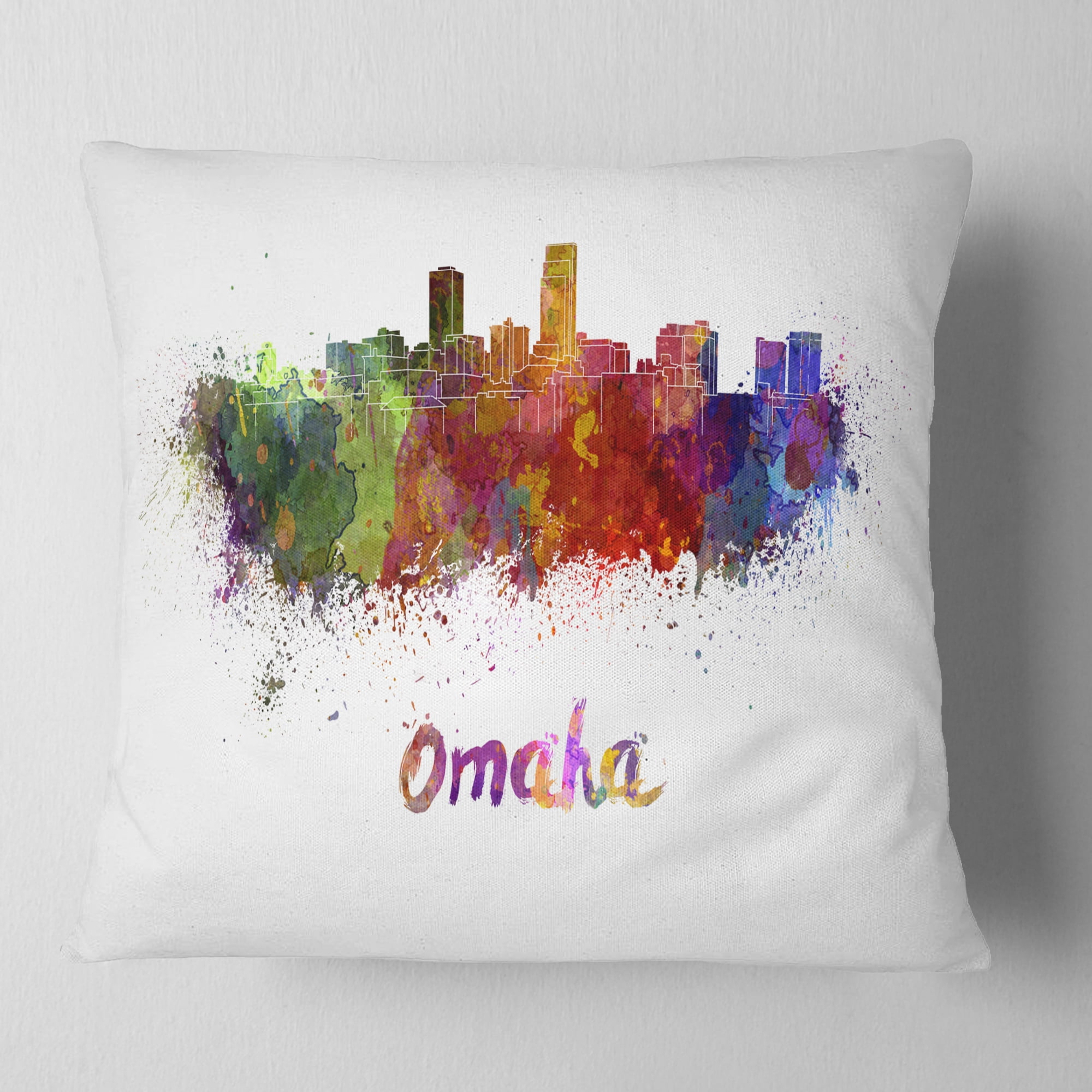 Designart Omaha Skyline - Cityscape Throw Pillow - 18x18