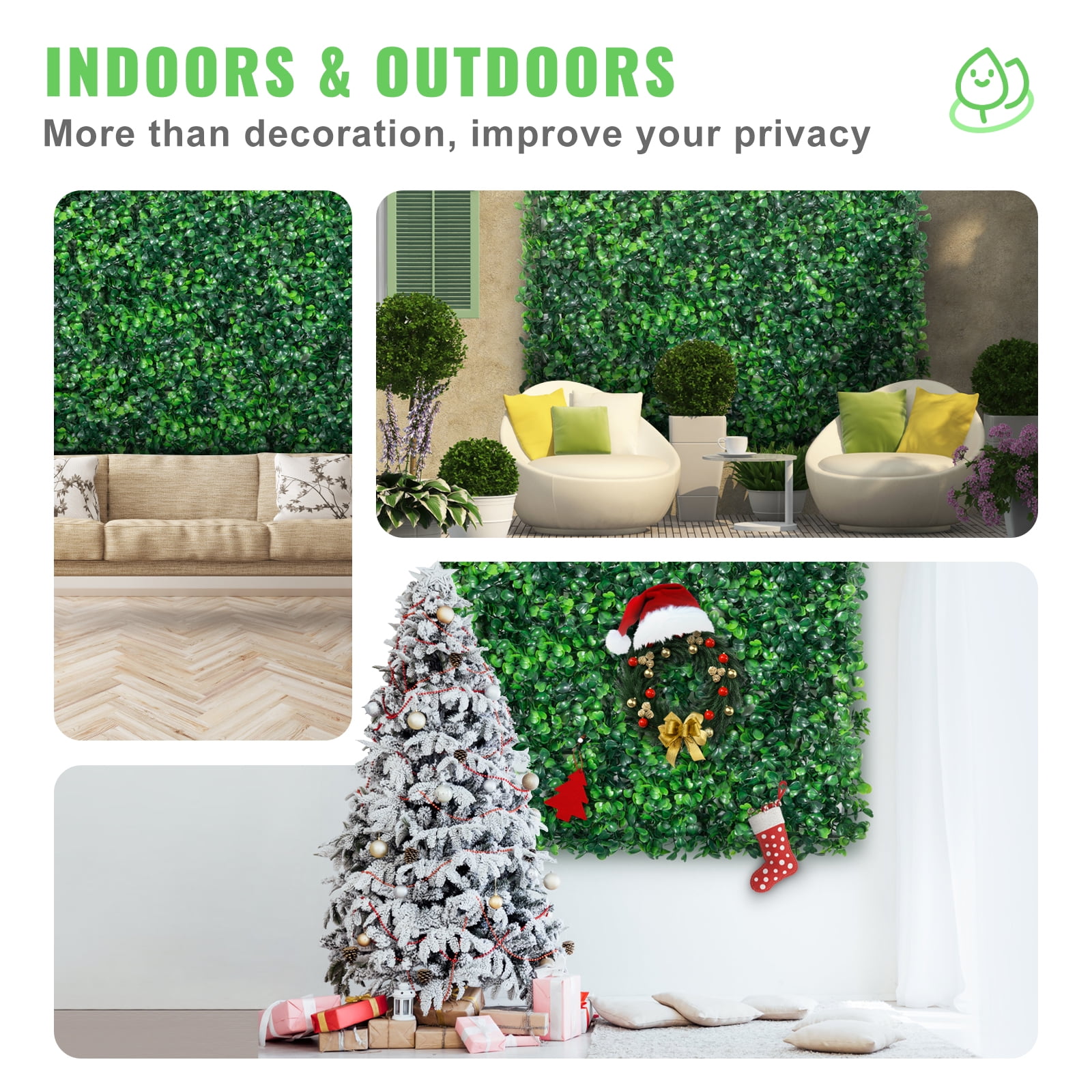 12PCS Artificial Boxwood Panels, Boxwood Hedge Wall Mat,Artificial Grass Backdrop Wall, Privacy Hedge Screen UV Protected for Outdoor Indoor Garden Fence Backyard, 10"x10"