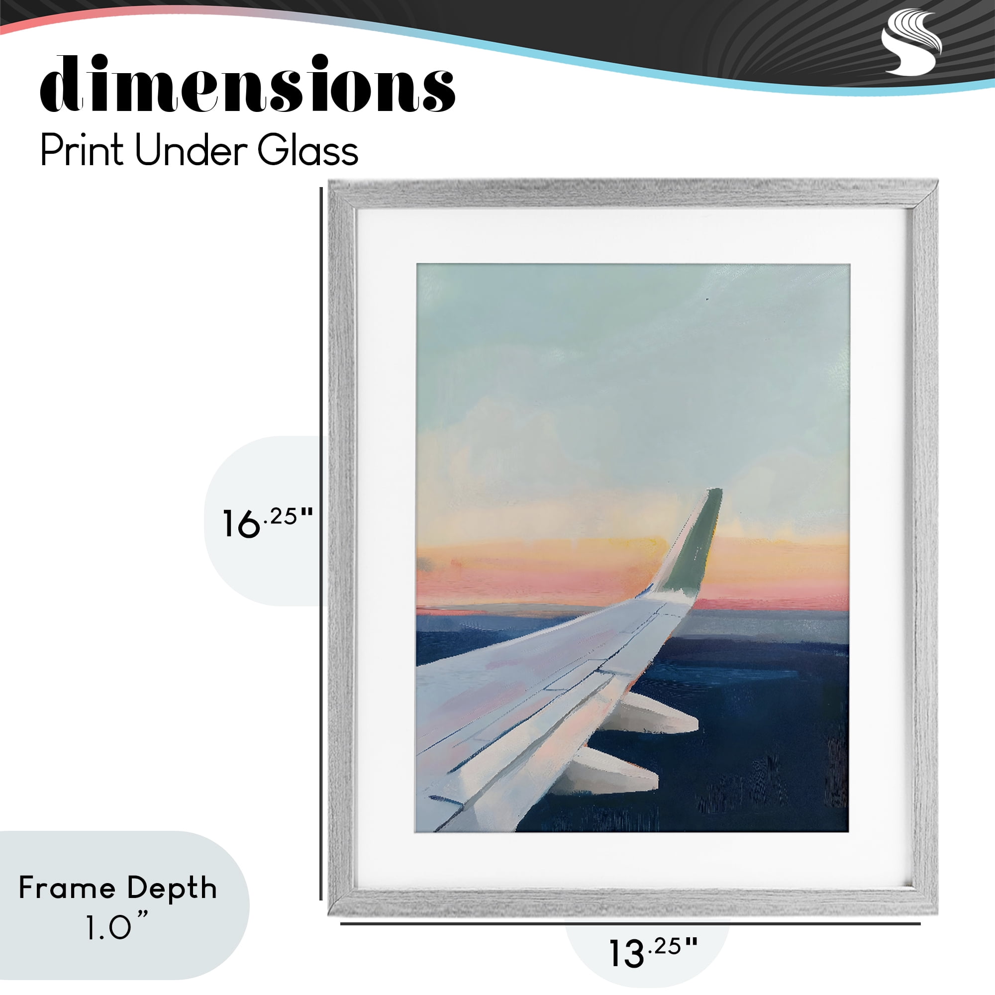 Stupell Industries Airplane Wing Sunset Gray Framed Print Under Glass, design by The Prints Vibe