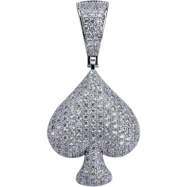 LAICAIW Iced Out Club Diamond Heart Spade Playing Cards Simulated Lab diamonds Pendant Necklace