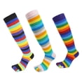 thumbnail image 6 of 1 Pair Rainbow Toe Socks Colorful 5 Toe Calf Socks Rainbow Striped Leg Warmers Funny Long Toe Socks for Women and Girls, 6 of 7