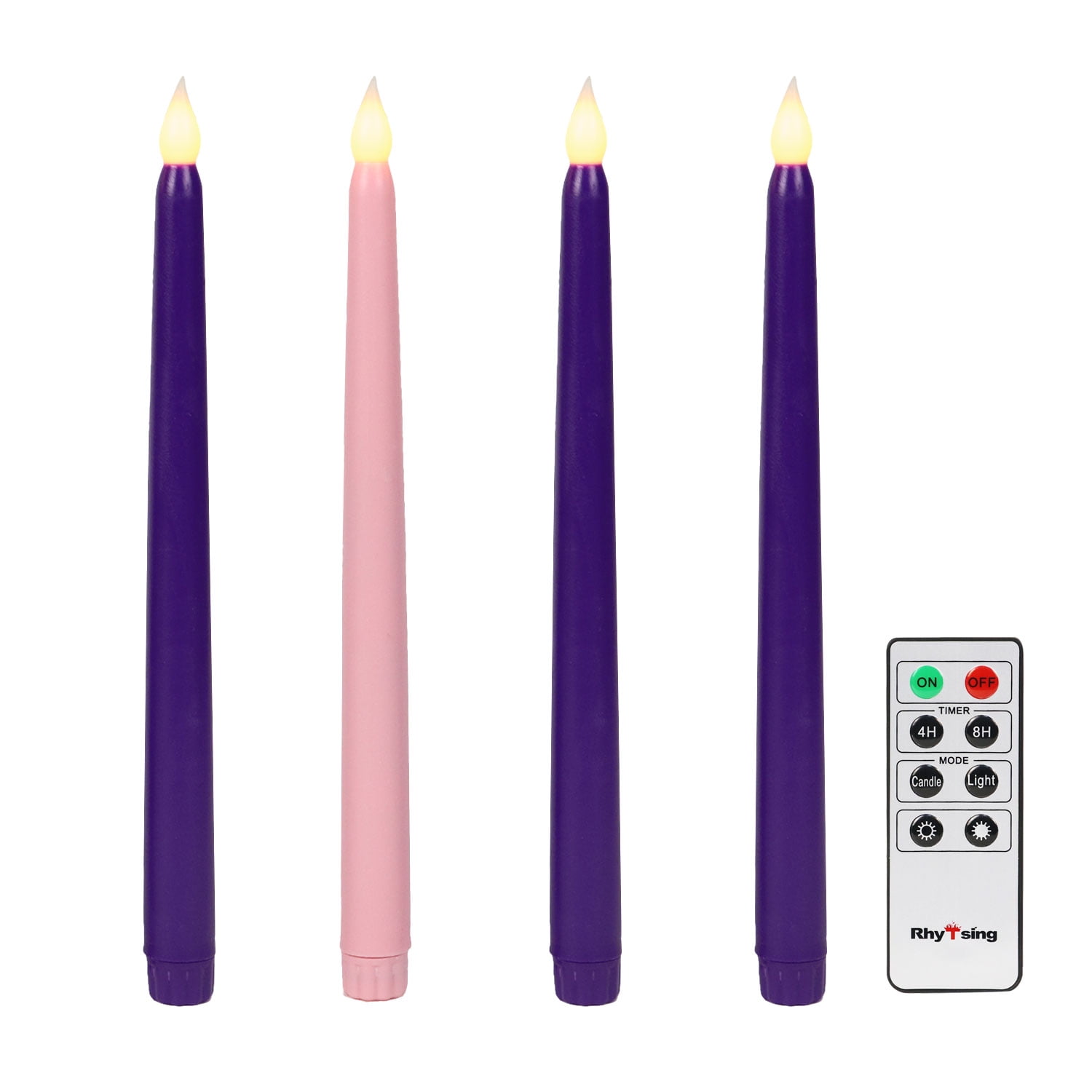 Rhytsing 10.8" Battery Operated Advent Flameless Taper Candles with Timer