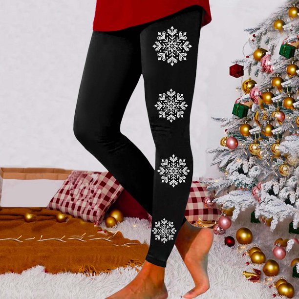 WILLBEST Leggings de Yoga de Cintura Alta para Mujer con Estampado de Copos de Nieve Navideños, Mallas Deportivas para Fitness Y Ropa Informal. Extra Grande