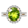 thumbnail image 2 of Dazzlingrock Collection 10X8mm Oval Peridot & Round White Diamond Halo Style Engagement Ring for Women (0.40 ctw, Color I-J, Clarity I2-I3) in 10K Rose Gold, Size 4, 2 of 5