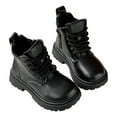 thumbnail image 3 of Gvdentm Girls Size 3 Boots Lace Up Riding Boots Girls Mid Calf Boots Pu Leather Side Zipper Boot Non Slip Toddler Winter Shoes(Black,13), 3 of 9