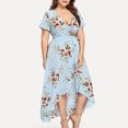 thumbnail image 4 of Aqestyerly Robe Boho à Manches Courtes Imprimé Floral Col en V Grande Taille pour Femmes Robe de Soirée HWRETIE, 4 of 5