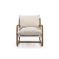 thumbnail image 6 of Maria Brown Solid Wood Hourglass Coffee Table and Linen Armchair 3-Piece Set, 6 of 8