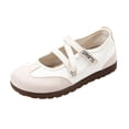 thumbnail image 3 of YOUYEDIAN Mary Jane Shoes Women Fashion Strap Design Round Toe Casual Slip On Comfy Flats Retro Soft Breathable Versatile Outdoor Dress Shoes, 3 of 5