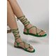 thumbnail image 4 of Women Metallic Tie Leg Design Thong Sandals, Summer Flat Sandals, 4 of 4