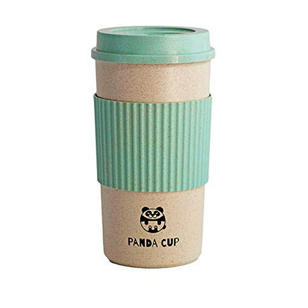 Panda Cup Eco Friendly Reusable Coffee Cup With Lid For Travel To Go Sustainable Organic Bamboo Fiber Bpa Free Dishwasher And Microwave Safe Portable Eco Cup 16oz 450ml Size Blue Walmart Com