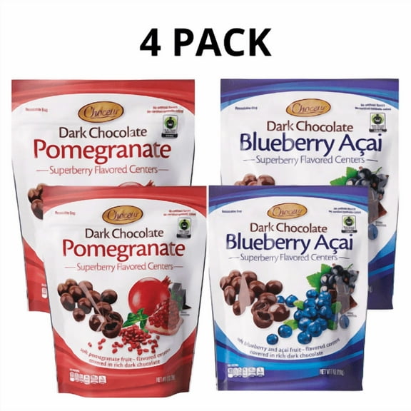 Choceur Superberry Pomegranate Dark Chocolate & Blueberry Acai Dark Chocolate - 4 PACK