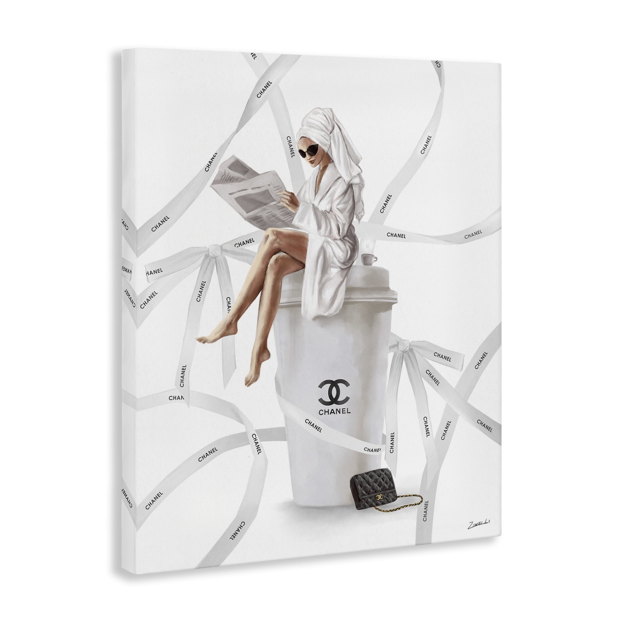 Stupell Industries Spa Girl in Bathrobe Typography Painting Gallery Wrapped Canvas Art Print Wall Art, 36 x 48