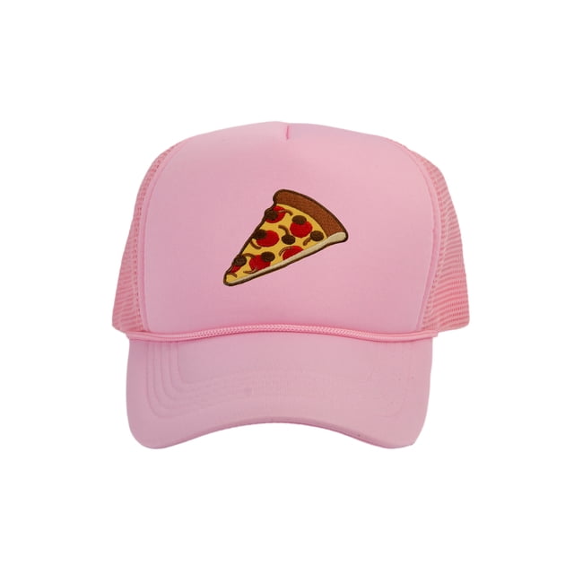Adult Men's Pepperoni Pizza Slice Rope Foam Trucker Hat, Light Pink