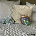 thumbnail image 4 of Ivory Pillow Shams, Peacock Feather Sequins and Beaded Pillow Shams, 24x24 inch (60x60 cm) Pillow Shams, Square Silk Pillow Shams, Art Deco Pillow Shams, Birds - Peacock Beauty, 4 of 9