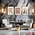 thumbnail image 2 of 2D Flat, 3pcs Large Abstract Minimalist Canvas Wall Art Set - Beige Brown Orange Green Black White Modern Post-War Art Deco Prints, Frameless Vertical Wall Decor for Living Room, Bedroom, Office - I, 2 of 4