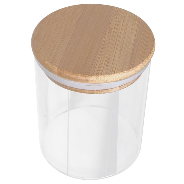 Jar de Botes, Frasco de Enlatado de Vidrio Duradero 450 ml de receptor de Almacenamiento de Vidrio con tapa de madera para té para especias parafé para cafés