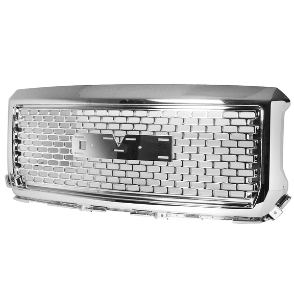 Ikon Motorsports Front Upper Grille, Compatible with 2014-2015 GMC Sierra 1500, Vertical Style Chrome ABS Plastic Replacement Front Bumper Hood Grill 1PC