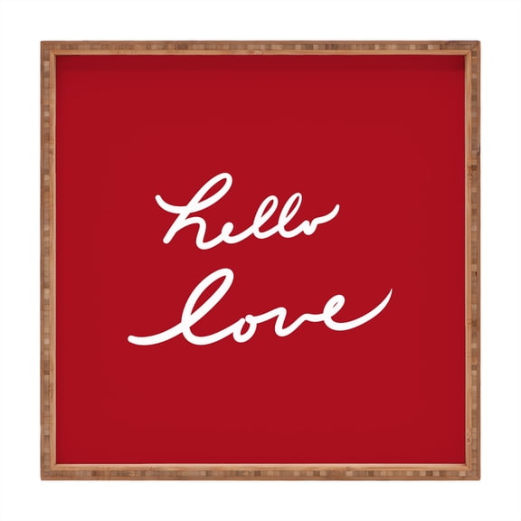 Society6 Hello Love by Lisa Argyropolous Square Bamboo Tray
