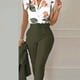 thumbnail image 1 of Conjunto Informal De Dos Piezas De Primavera Y Verano, Blusas Con Volantes Y Estampado Floral Y Pantalones De Cintura Alta Sólidos, Ropa De Mujer, 1 of 4