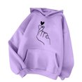 thumbnail image 1 of Gibobby Sudaderas para mujer, Sudaderas con media cierre para mujer, sudadera corta de forro polar de otoño(Morado,CH), 1 of 3