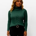 thumbnail image 6 of Women's Fashionable Solid Color High Neck Long Sleeved Sweater Pullover Sweater Top for Fall Winter Comfortable Everyday Fashion,Green,S, 6 of 7