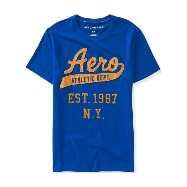 Camiseta adornada Aeropostale Athletic Dept para hombre azul mediano