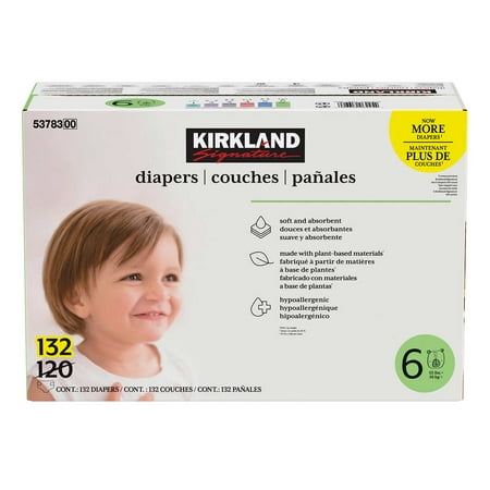 Kirkland Signature Diapers Size 6 (35 lbs +) 120 Count W/ Exclusive Health and Outdoors Wipes
