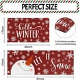 thumbnail image 4 of Let It Snow Snowman Snowflake Winter Christmas Decorative Kitchen Mats Set of 2, Home Party Low-Profile Kitchen Rugs,Red Christmas Kitchen Mats for Floor 17x30+17x47 Inch, 4 of 6