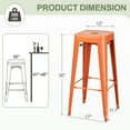 thumbnail image 6 of Vineego Counter Height Stackable Bar Stool, Orange (Set of Orange), 6 of 7