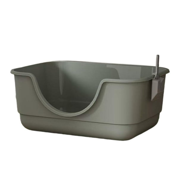Caja de arena para mascotas con tapa abierta, antisalpicaduras, para gatos Gris