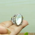 thumbnail image 4 of Mother of Pearl Gemstone Large White Stone 925 Sterling Silver Statement Ring Gift Jewelry for Men and Women, 4 of 5