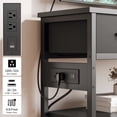 thumbnail image 4 of Aufeile 43" Narrow Console Table, Entryway Table with 3 Drawers and Outlets, Fabirc Sofa Table with Open Shelves for Couch, Hallway, Foyer, Living Room, Black, 4 of 8
