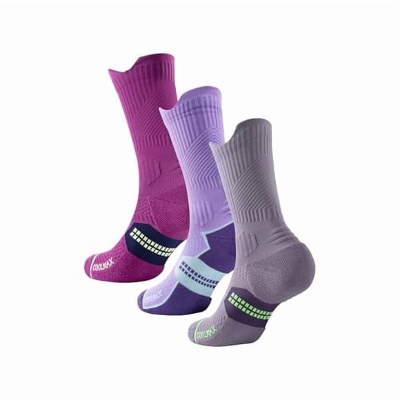 LujingZWomens Coolmax Bamboo Viscose Compression Running Crew Socks, Moisture-Wicking Anti-Blister Boot Athletic Hiking