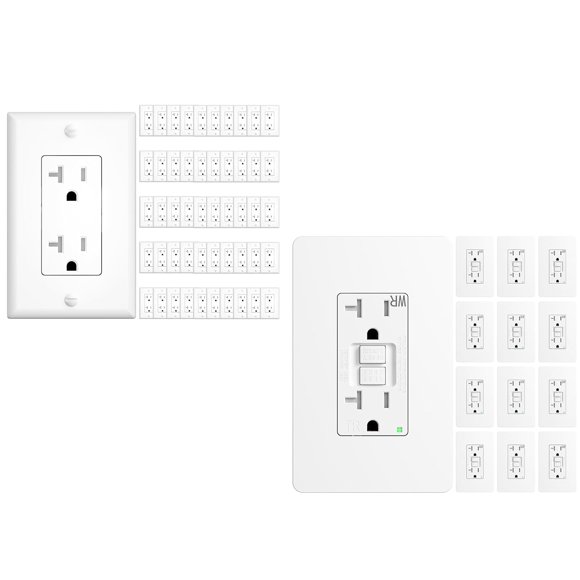 50 Pack 20A Wall Outlet & 12 Pack 20A GFCI Outlet