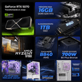 thumbnail image 3 of PC Gamer Xtreme PC Gaming ASUS NVIDIA GeForce RTX 5070 AMD Ryzen 7 9700X 16GB DDR5 SSD 1TB Sistema Liquido WIFI White PBA para gaming competitivo y streaming, 3 of 6