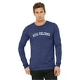 thumbnail image 2 of Daxton Retro New Orleans Arch Font Long Sleeves T Shirt Soft Weight Cotton, Heather Navy Tee White Font, L, 2 of 2