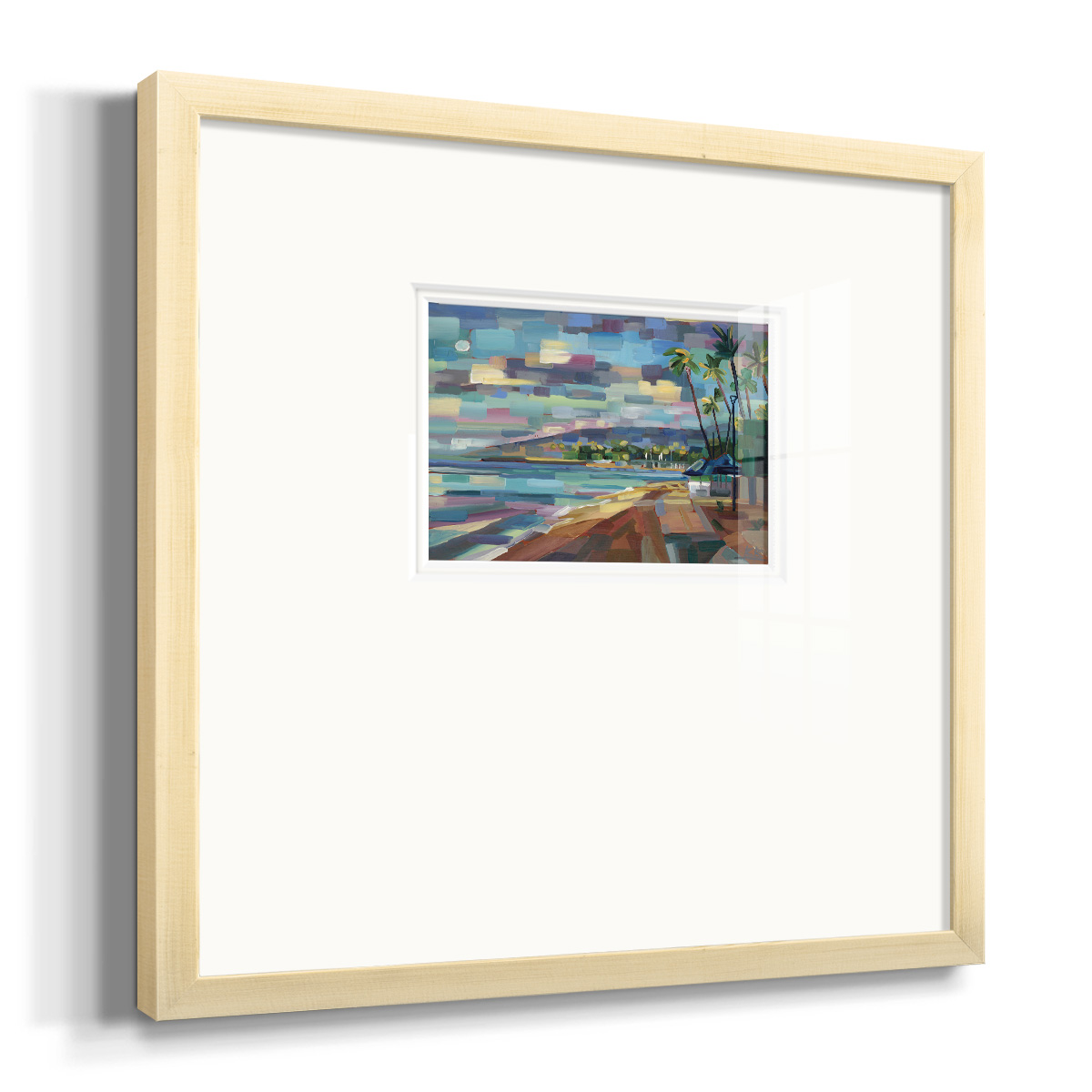 Morning Moon Over Waikiki-Premium Framed Print