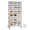 thumbnail image 1 of VEVOR 7-Tier Rolling Bin Storage Rack, 18 Organizer Bins, Bin Rack Storage Steel Wire Shelving System with Wheels, Mobile Tool Organizer for Garage, Warehouse, Office, Restaurant, Classroom, Kitchen, 1 of 9