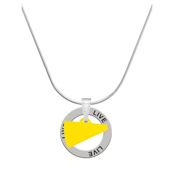 Delight Jewelry Acrylic 3/4" Yellow Megaphone Live Ring Charm Necklace, 18"