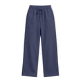 thumbnail image 4 of ZHYou No Boundarie Casual Sweatpants for Women Flared Solid Color Drawstring Baggy Fit Loungewear & Outdoor Trousers with Pockets,Navy,Size M, 4 of 8