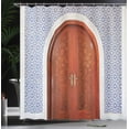 thumbnail image 4 of Ambesonne East Shower Curtain, Antique Stars Wooden Door, 69"Wx84"L, Blue Brown, 4 of 5