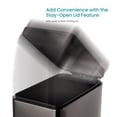 thumbnail image 3 of 12 Gallon Slim Kitchen Trash Can with Soft Close Lid, Step Pedal, Bag Tuck Band, and Removable Liner, Stainless Steel, Black, 3 of 5