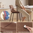 thumbnail image 6 of Aufeile 26" Counter Height Bar Stools Set of 3 – Modern Faux Leather Barstools with Back & Metal Legs, Kitchen Bar Chairs for Island, Dining Room, Dark Brown, 6 of 8